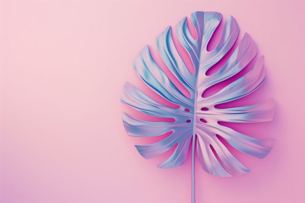 3d render icon of minimal cute tropical leaf purple nature plant.