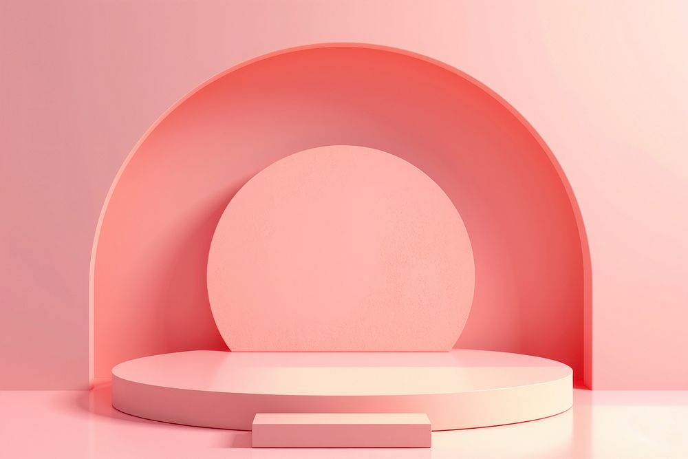 3d render icon of minimal pastel podium architecture cosmetics circle.