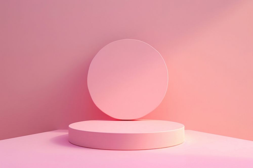 3d render icon of minimal pastel podium lighting circle purple.