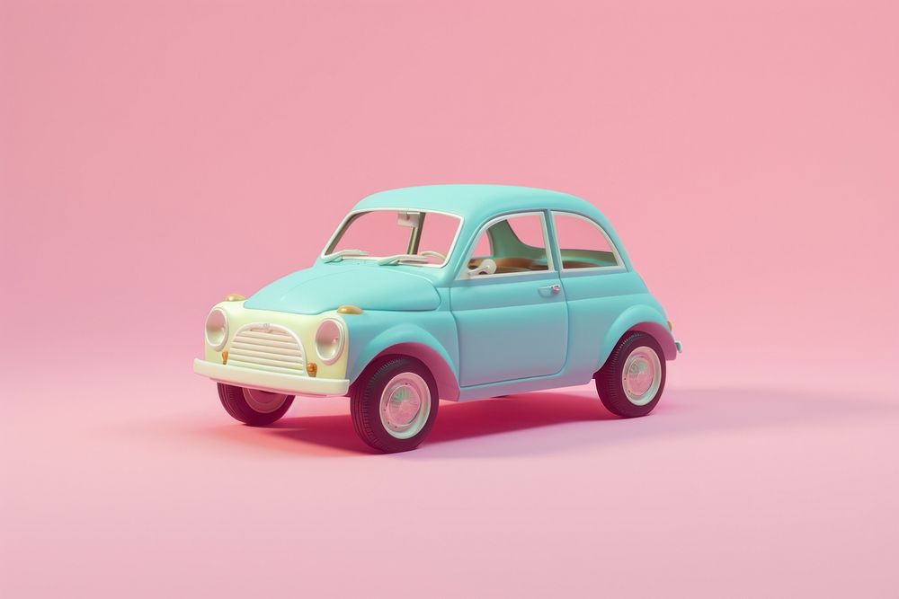 3d render icon of minimalist toy car vehicle wheel transportation.
