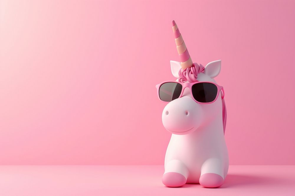 3d render icon of minimalist cartoon unicorn representation celebration investment.