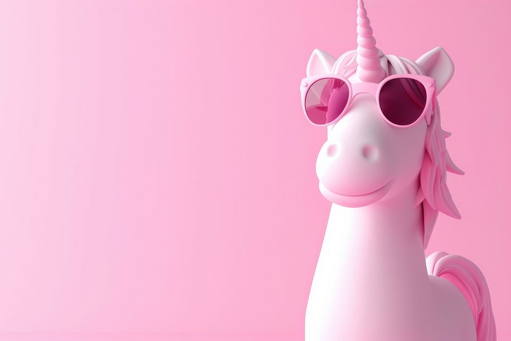 3d render icon of minimalist cartoon unicorn sunglasses representation celebration.