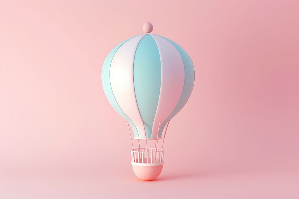 3d render icon of minimalist cute hot air balloon aircraft transportation celebration.