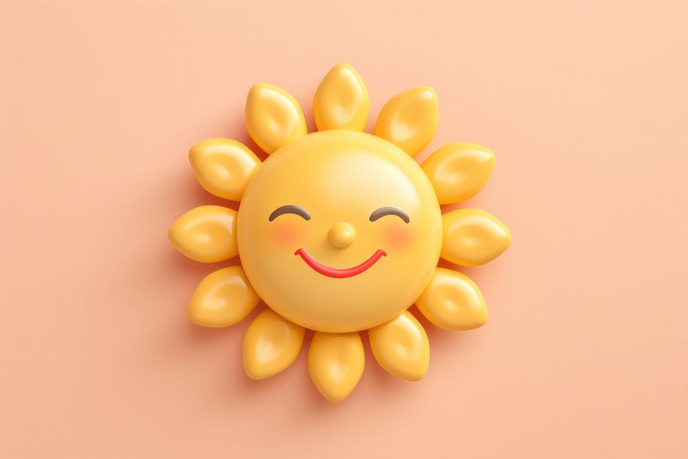 3d render icon of minimalist cute sun toy anthropomorphic representation.