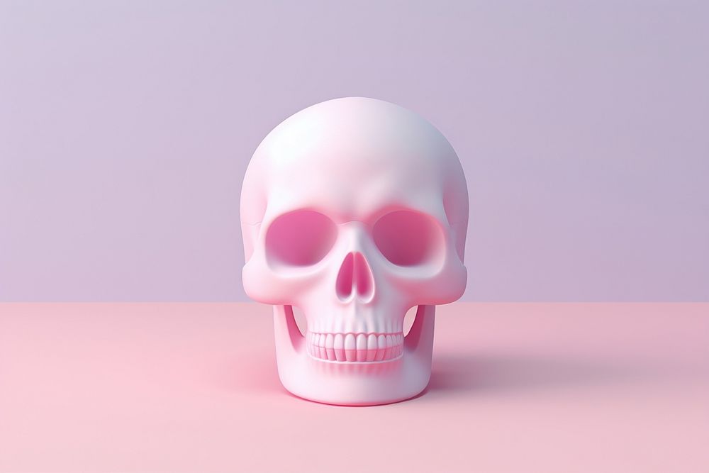 3d render icon of minimalist cute skull anatomy spooky horror.