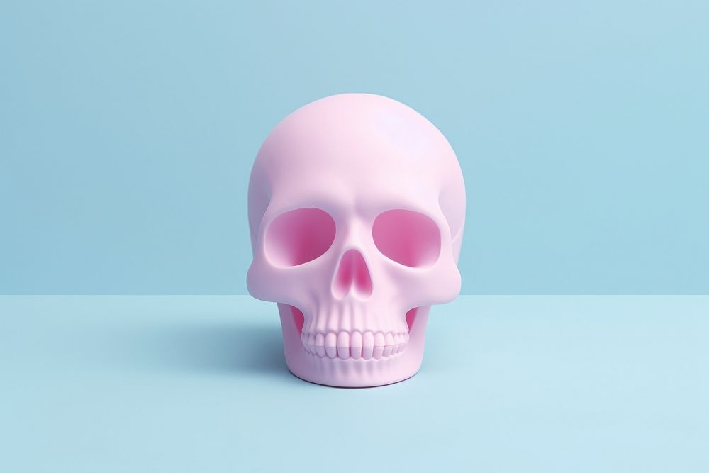 3d render icon of minimalist cute skull anatomy purple spooky.