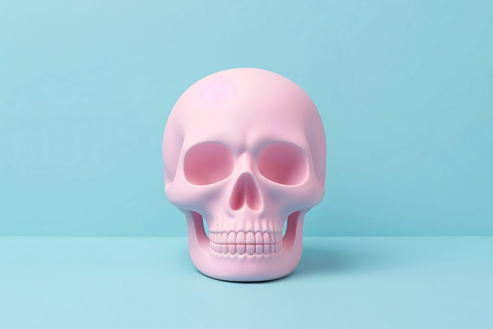 3d render icon of minimalist cute skull jaw anatomy purple.