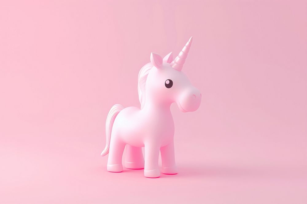3d render icon of minimalist cute unicorn animal mammal representation.