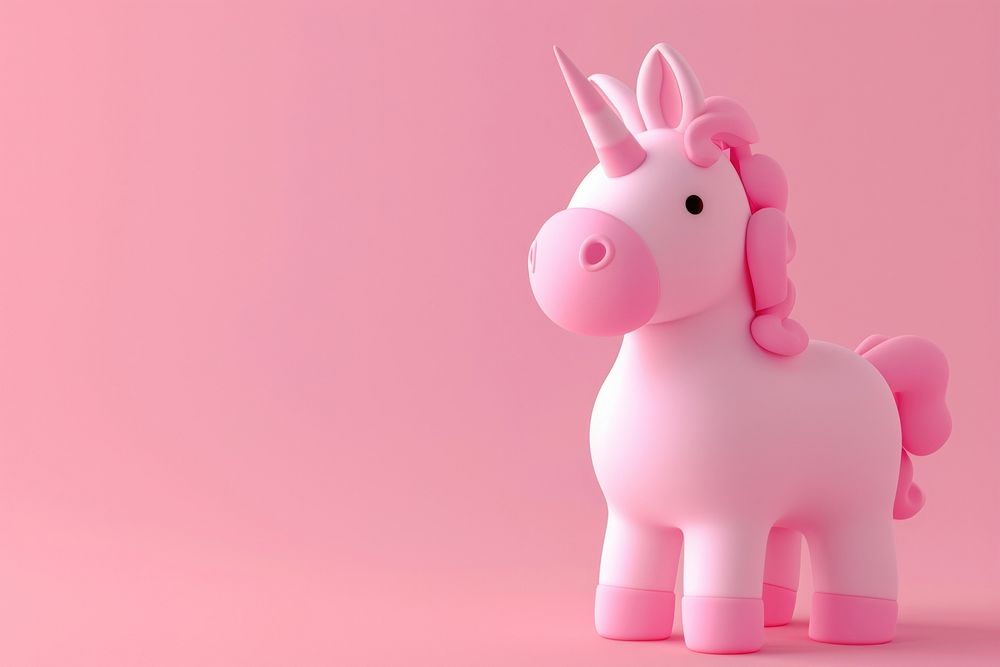 3d render icon of minimalist cute unicorn figurine representation celebration.