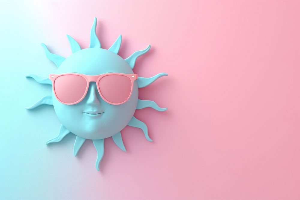 3d render icon of minimalist sun sunglasses portrait representation.