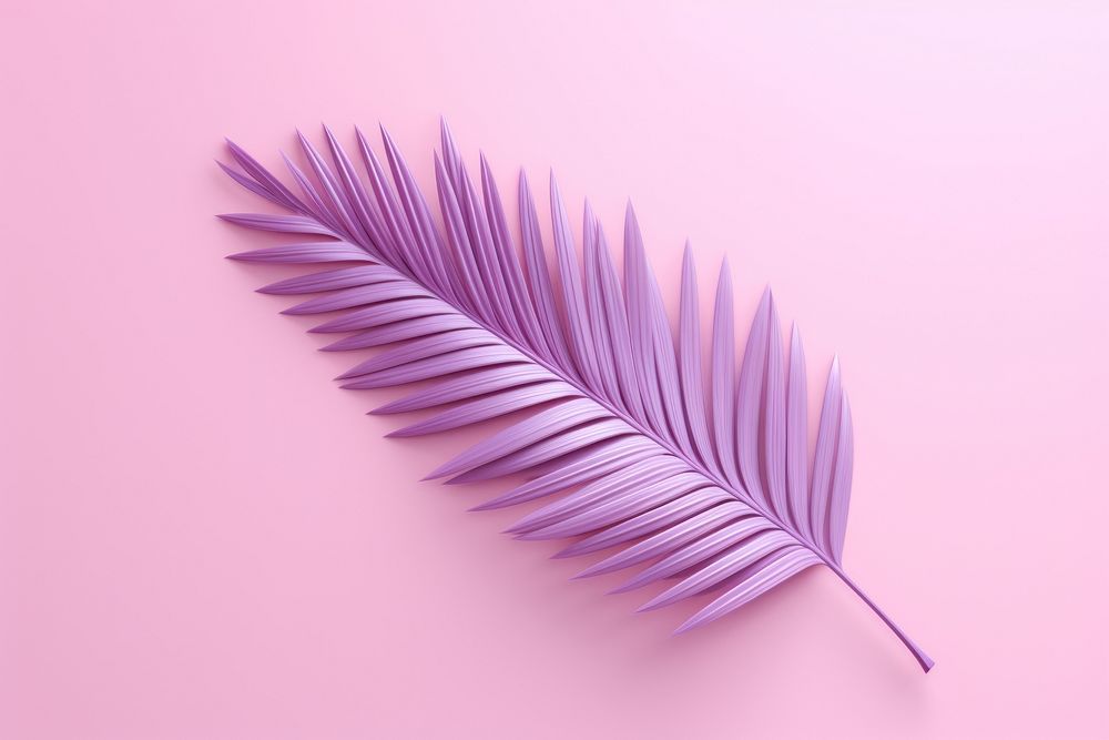 3d render icon of palm leaf purple plant petal.