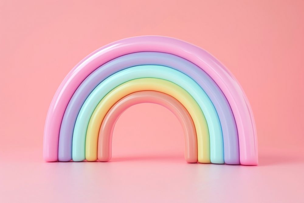 3d render icon of pastel cute rainbow architecture spectrum idyllic.