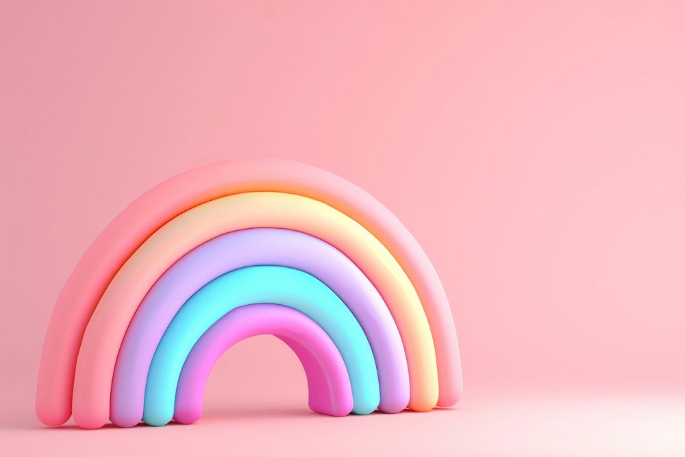 3d render icon of pastel cute rainbow spectrum idyllic circle.