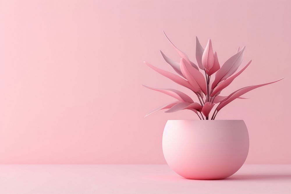 3d render icon of pastel plant flower vase decoration.