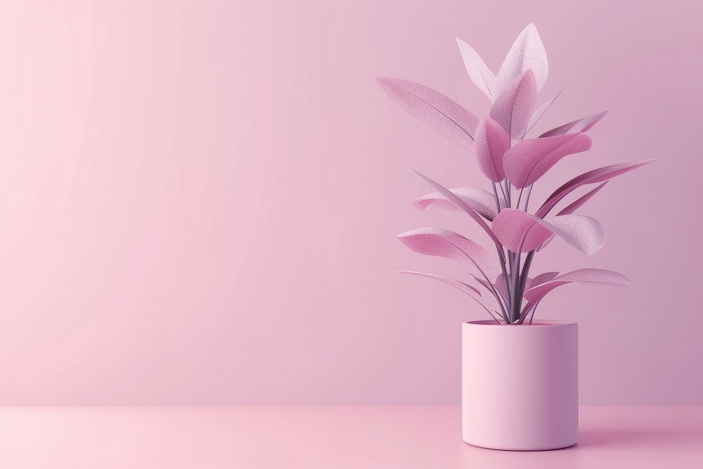 3d render icon of pastel plant flower petal vase.