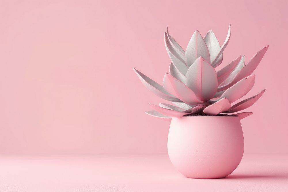 3d render icon of pastel plant flower petal vase.