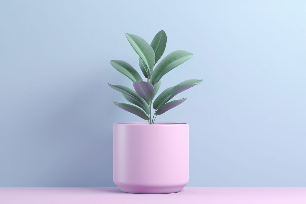 3d render icon of plant in a pot vase leaf houseplant.