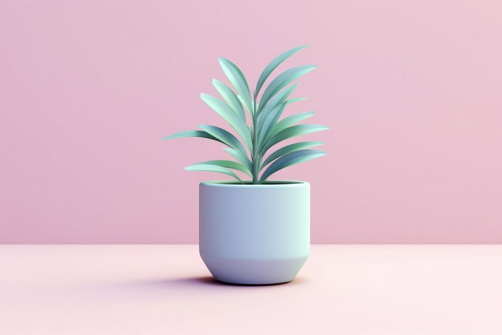 3d render icon of plant in a pot vase leaf houseplant.
