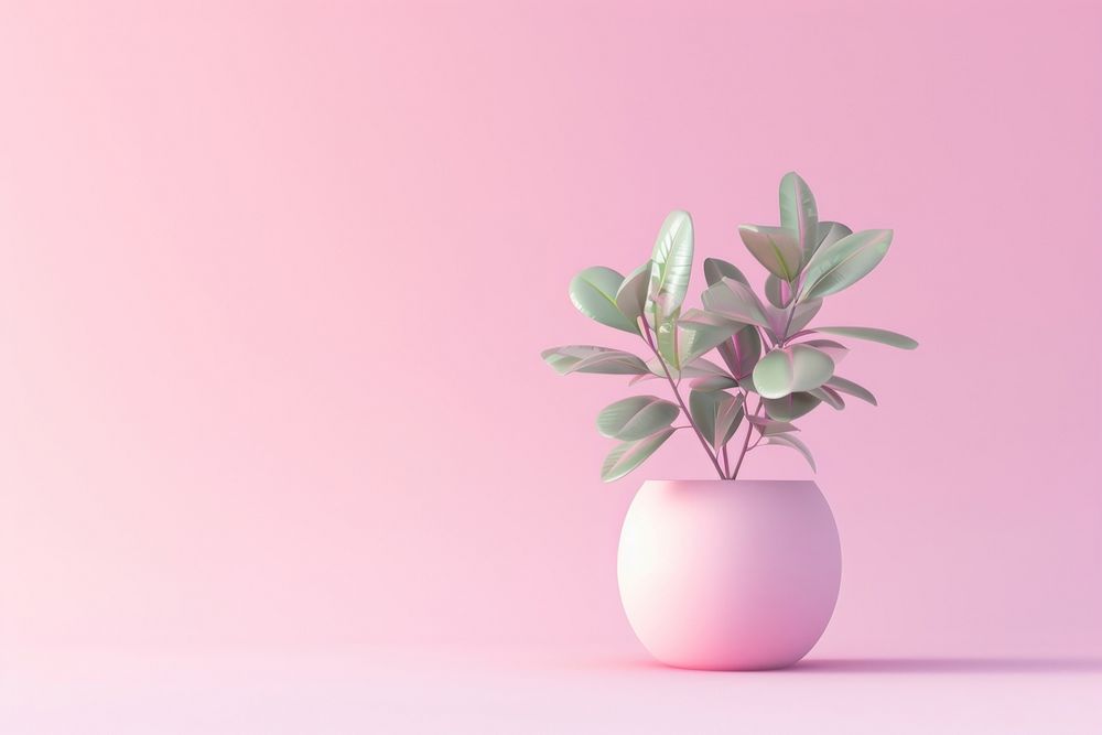 3d render icon of plant in a pot flower vase leaf.
