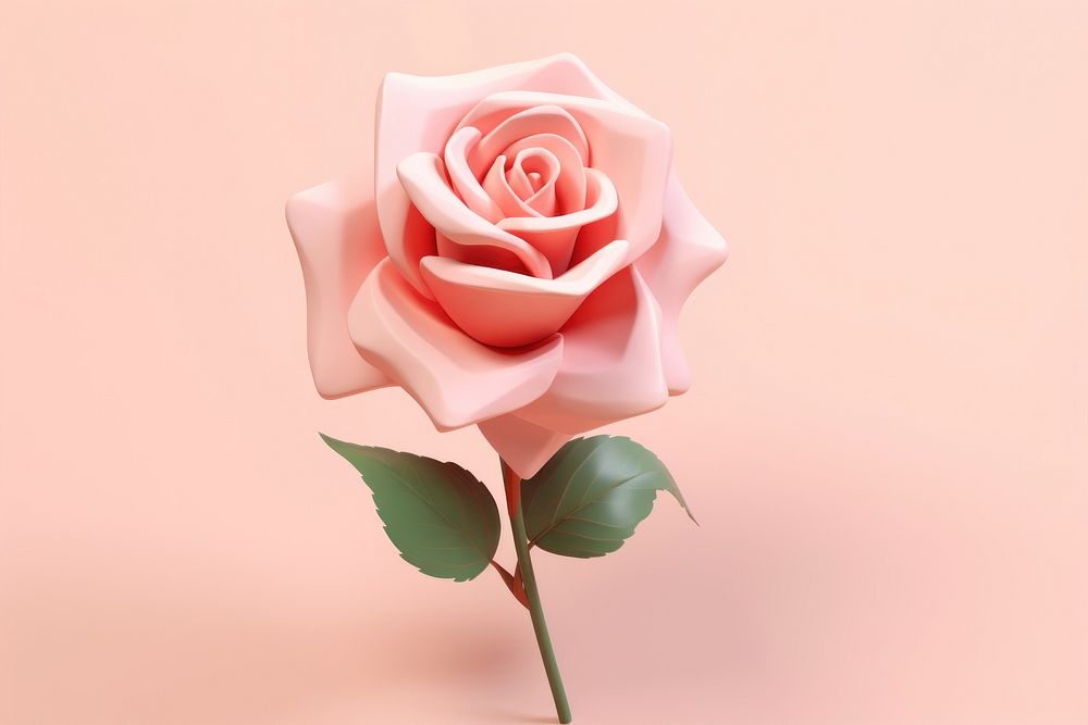 3d render icon of rose flower plant inflorescence.