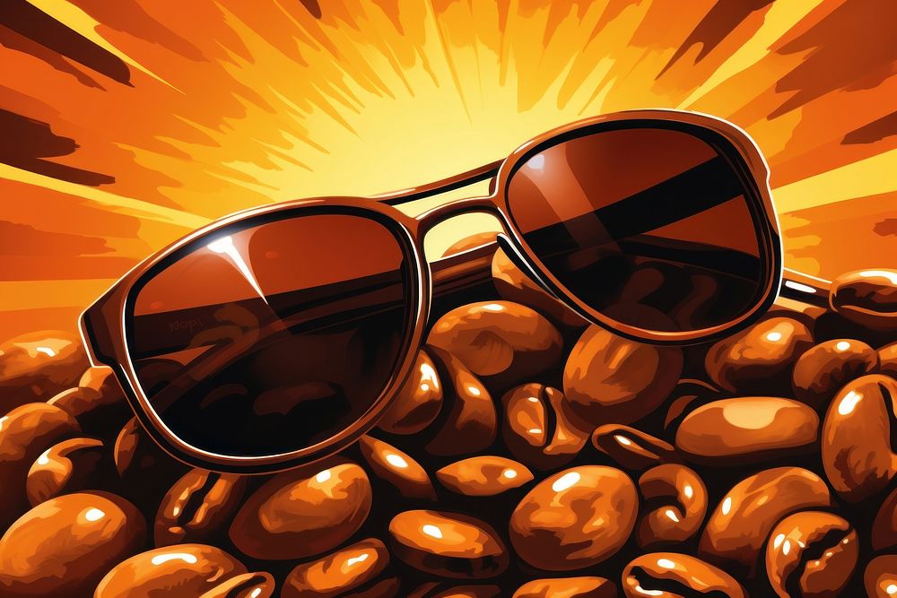 Coffee beans sunglasses backgrounds accessories.
