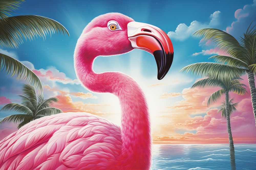 Serene flamingo animal bird beak.
