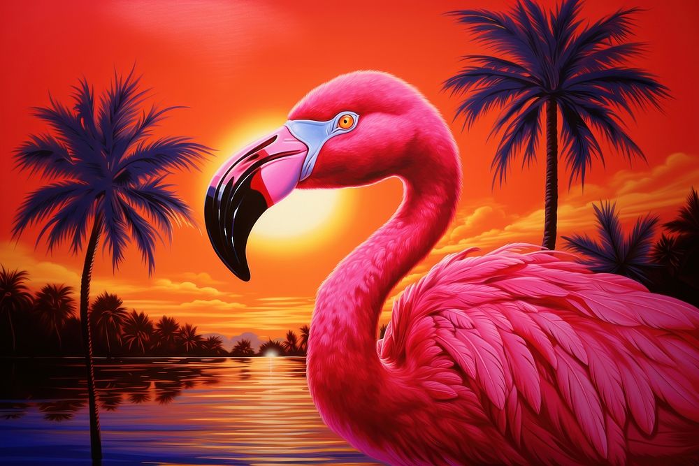 Serene flamingo outdoors animal nature.