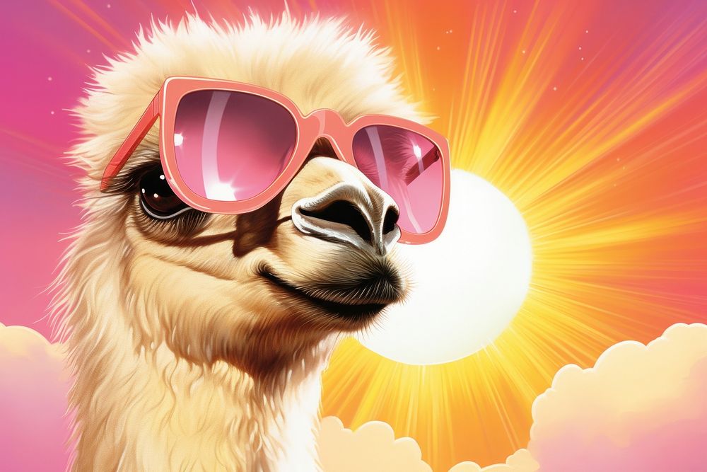 Serene flamingo sunglasses mammal animal.