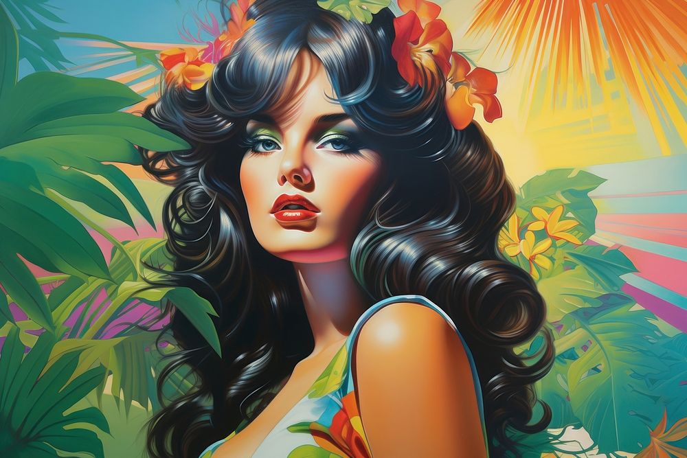 Tropical art painting portrait.