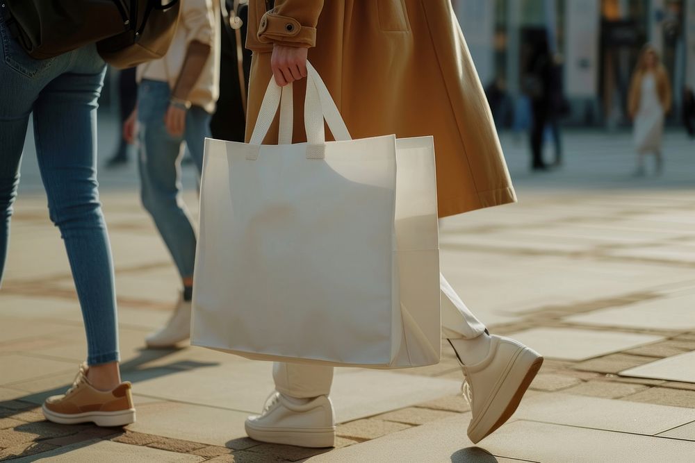 Canvas bag mock up walking footwear handbag.