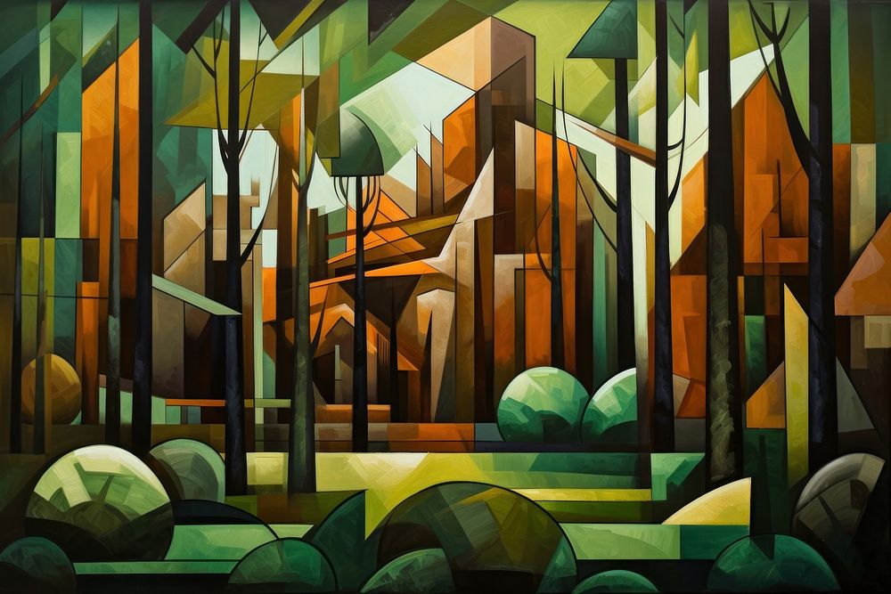 Forest painting art architecture.