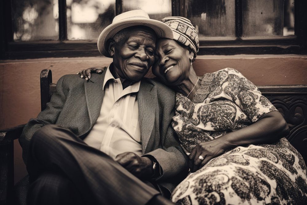 A cool African old couple photography portrait sitting.