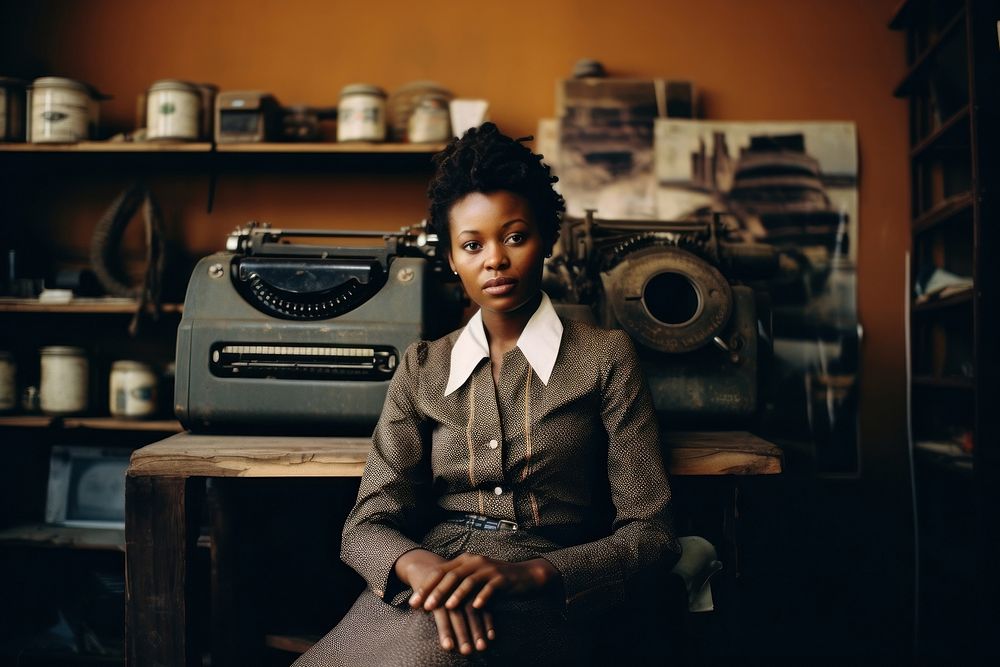 An african business woman photography portrait sitting. AI generated Image by rawpixel.
