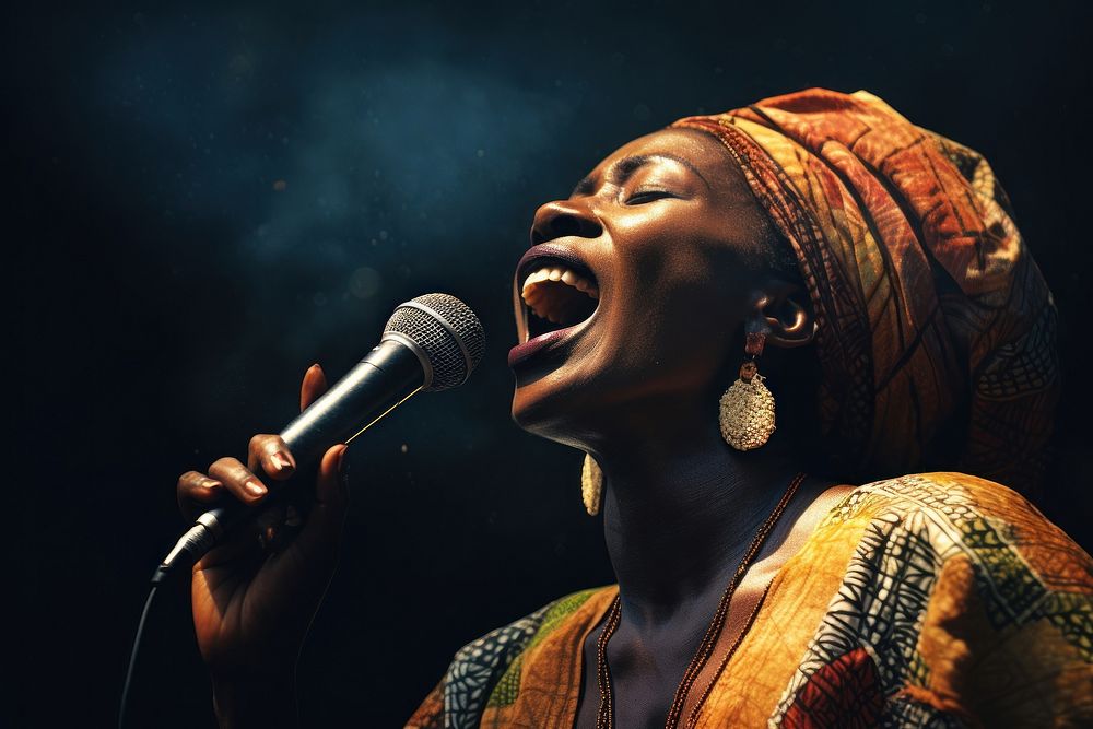 An african woman singing microphone musician adult. AI generated Image by rawpixel.