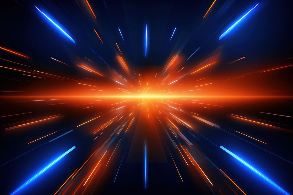 Blue and orange futuristic neon light backgrounds fireworks. AI generated Image by rawpixel.