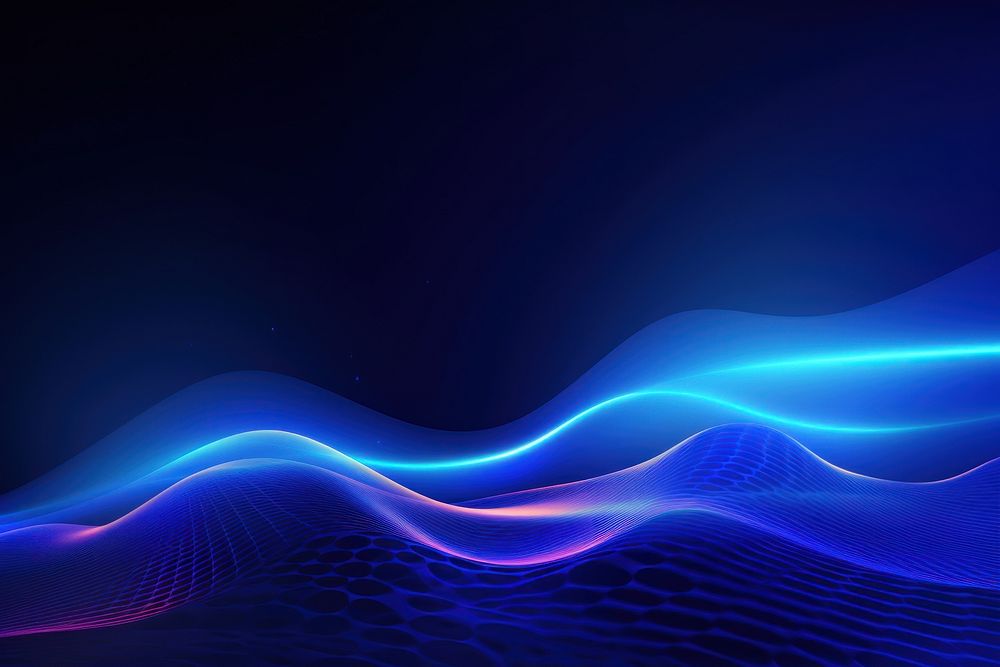 Deepblue grid wave neon light backgrounds abstract. AI generated Image by rawpixel.