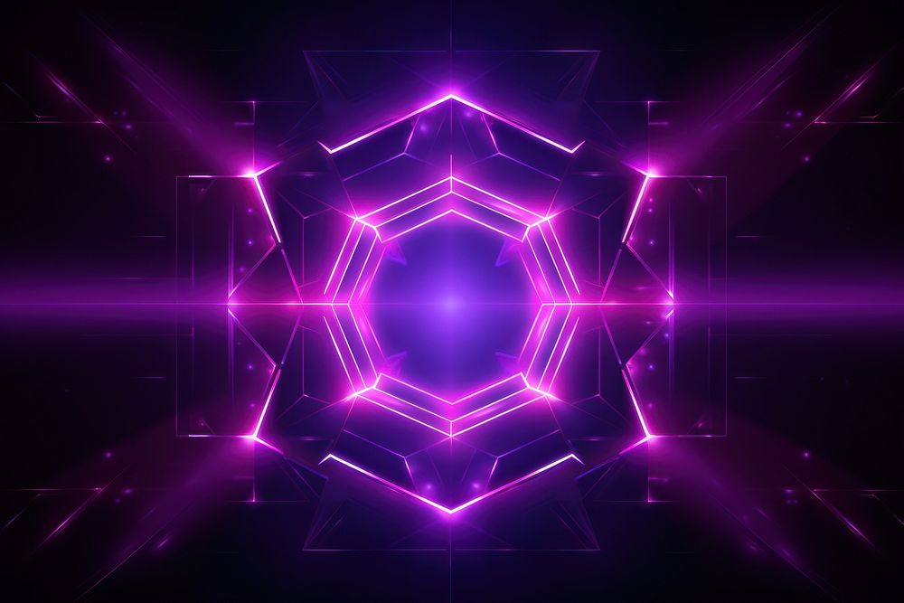 Purple and pink octagram futuristic neon light backgrounds abstract. AI generated Image by rawpixel.