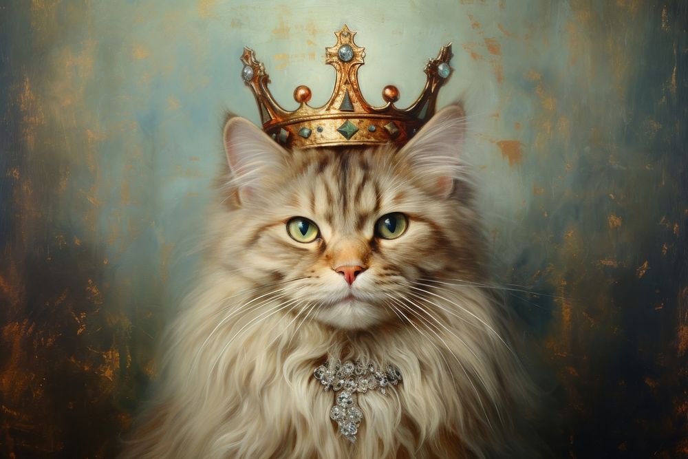 Cat wearing crown animal mammal pet. AI generated Image by rawpixel.