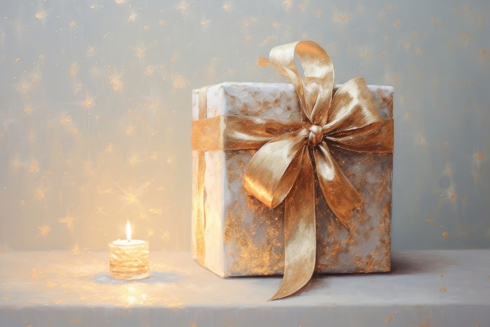 White gift box candle illuminated celebration. AI generated Image by rawpixel.