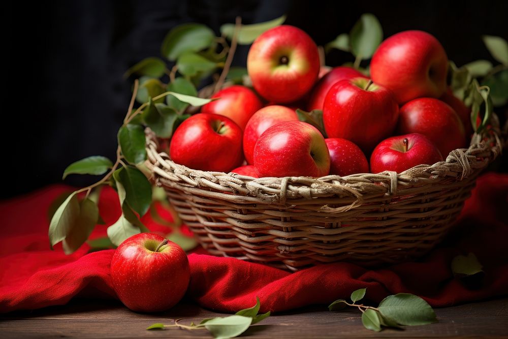 Apple basket fruit plant food.