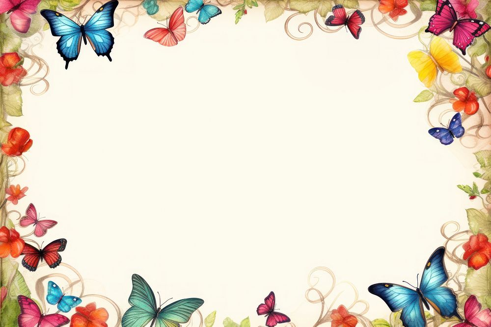 Butterfly frame backgrounds pattern flower. AI generated Image by rawpixel.