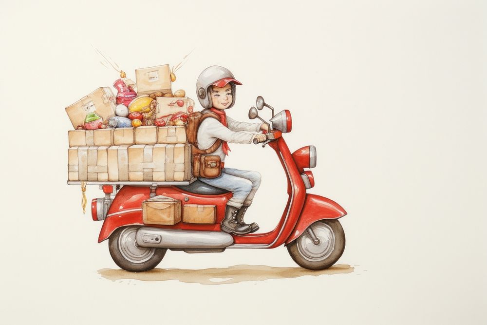 Food delivery motorcycle vehicle scooter. AI generated Image by rawpixel.