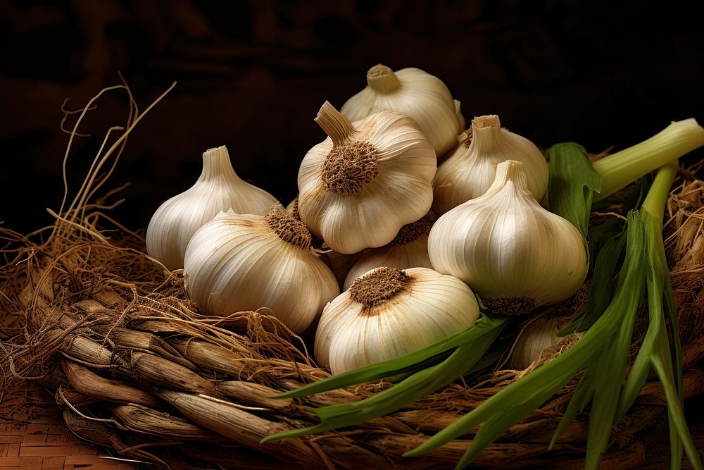 Garlic herbs vegetable plant food.