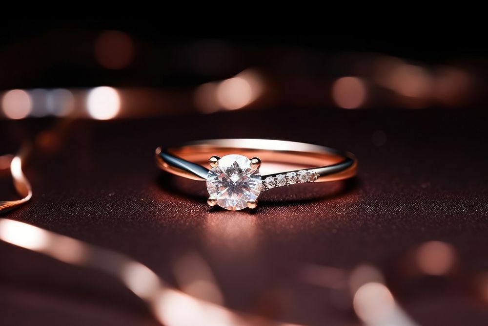 Diamond minimal ring gemstone jewelry illuminated.