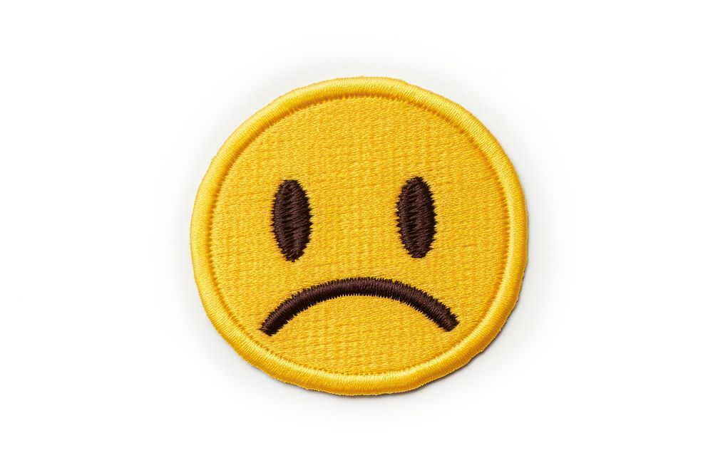 Sad emoji white background anthropomorphic representation.