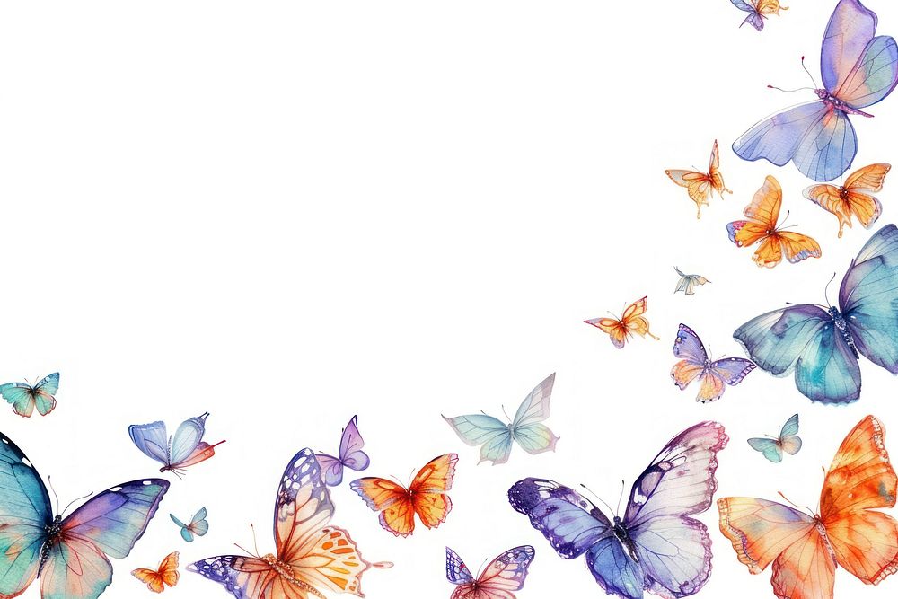 Butterfly line horizontal border backgrounds animal insect.