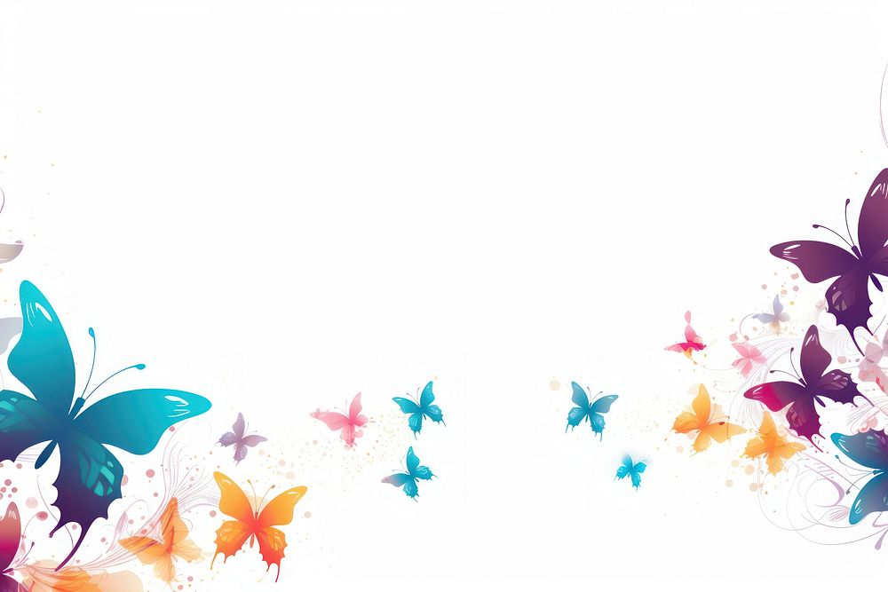 Butterfly line horizontal border backgrounds pattern white background.