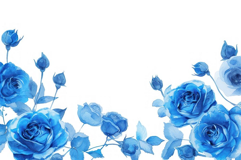 Blue rose line horizontal border backgrounds pattern flower.