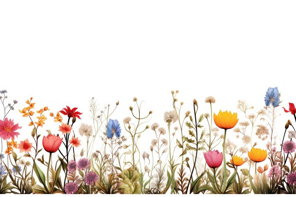 Flowers line horizontal border backgrounds outdoors pattern.