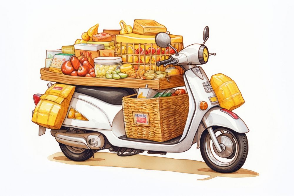 Food delivery motorcycle vehicle scooter. AI generated Image by rawpixel.